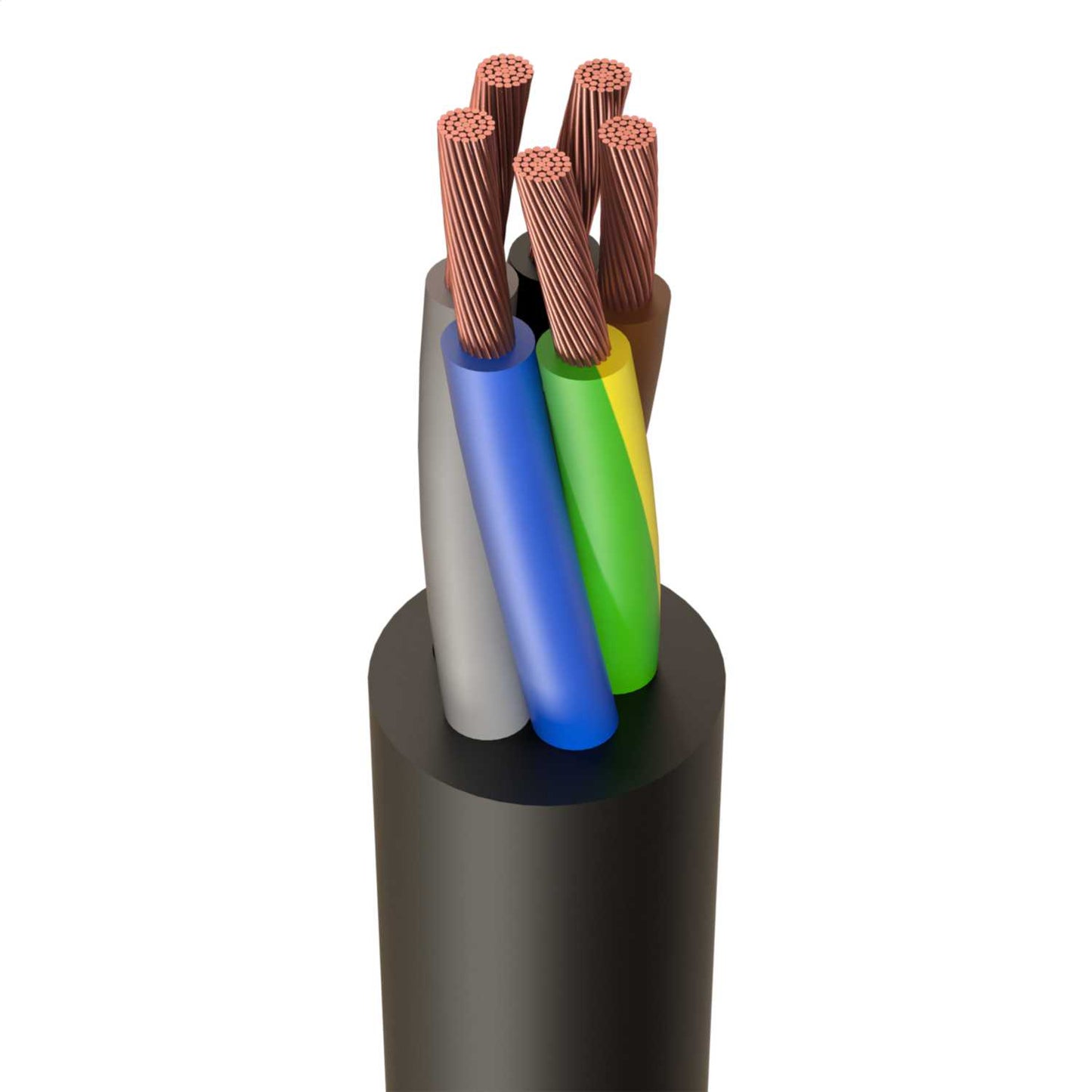 1.5mm² 5 Core HO7RNF Rubber Flexible Cable (Cut Length Sold By The Mtr)