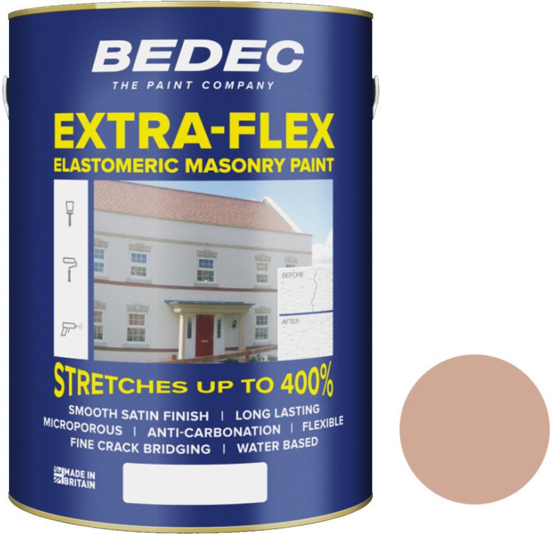 BEDEC EXTRA-FLEX SMOOTH MASONRY PAINT 5l SUFFOLK PINK BEDE2MB0773/46