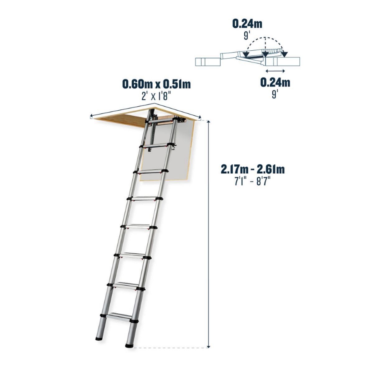 WERNER TELESCOPIC LOFT LADDER 2.6m 30100000