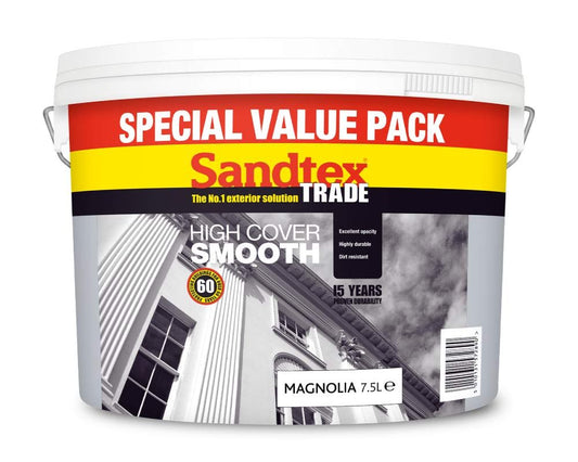 SANDTEX TRADE HIGH COVER SMOOTH 7.5l MASONRY PAINT MAGNOLIA 5092817