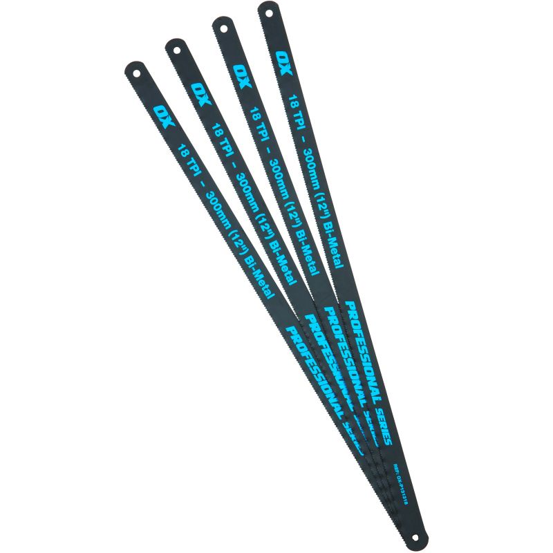 OX-P131318 PRO HACKSAW BLADES 18tpi x 300mm (PACK 4)