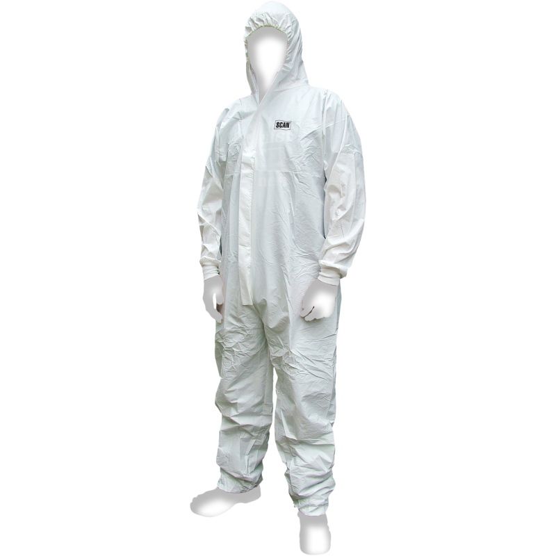 SCAN SCAWWDOXL56 CHEMICAL SPLASH RESISTANT DISPOSABLE COVERALL XLARGE WHITE