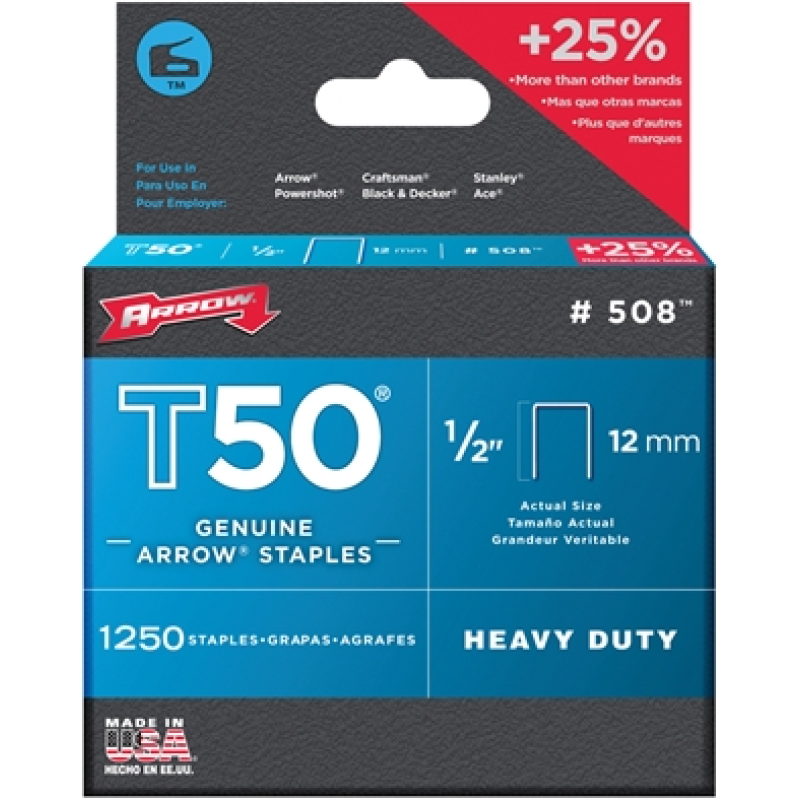ARROW ARRT5012S T50 STAPLES 1/2" (PACK 1250)