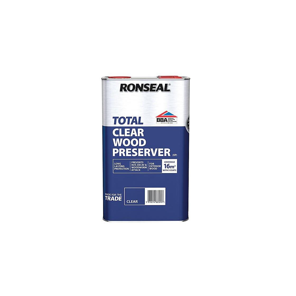 RONSEAL TRADE TOTAL WOOD PRESERVER 5l CLEAR 38589