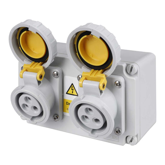 Ceenorm 16A 2P+E 110V 2 Gang Wall Mounted Socket IP67