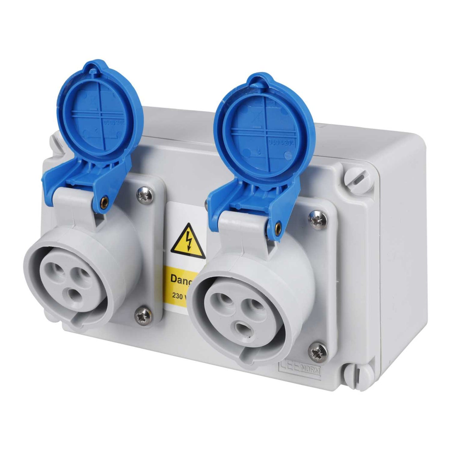 Ceenorm 16A 2P+E 230V 2 Gang Wall Mounted Socket IP44