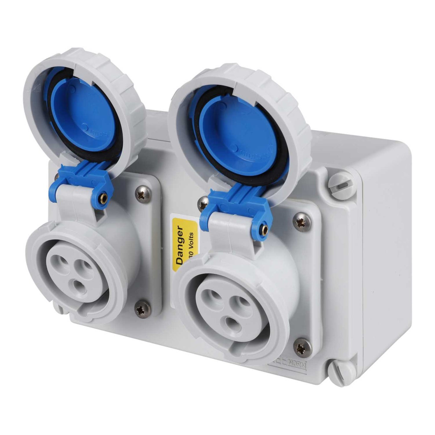 Ceenorm 16A 2P+E 230V 2 Gang Wall Mounted Socket IP67