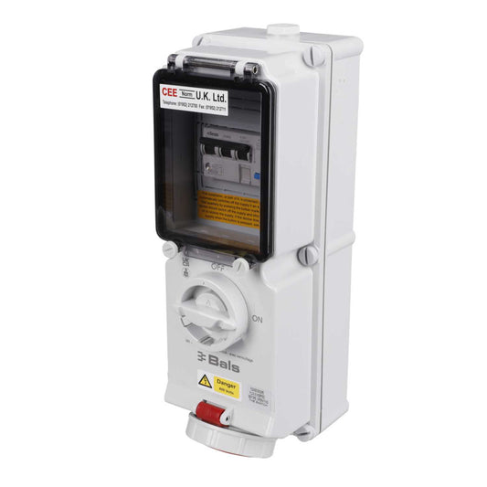 Ceenorm 16A 3P+N+E 415V Interlocked Wall Socket with 25A 30mA Type A RCD IP67