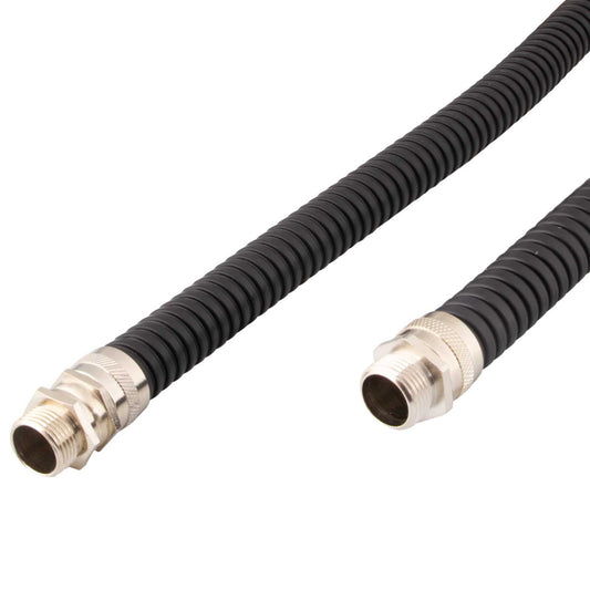 Fabricated Solutions 20mm Flexible Steel PVC Coated Conduit with Glands (1m Length)