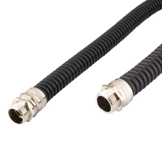 Fabricated Solutions 25mm Flexible Steel PVC Coated Conduit with Glands (3m Length)