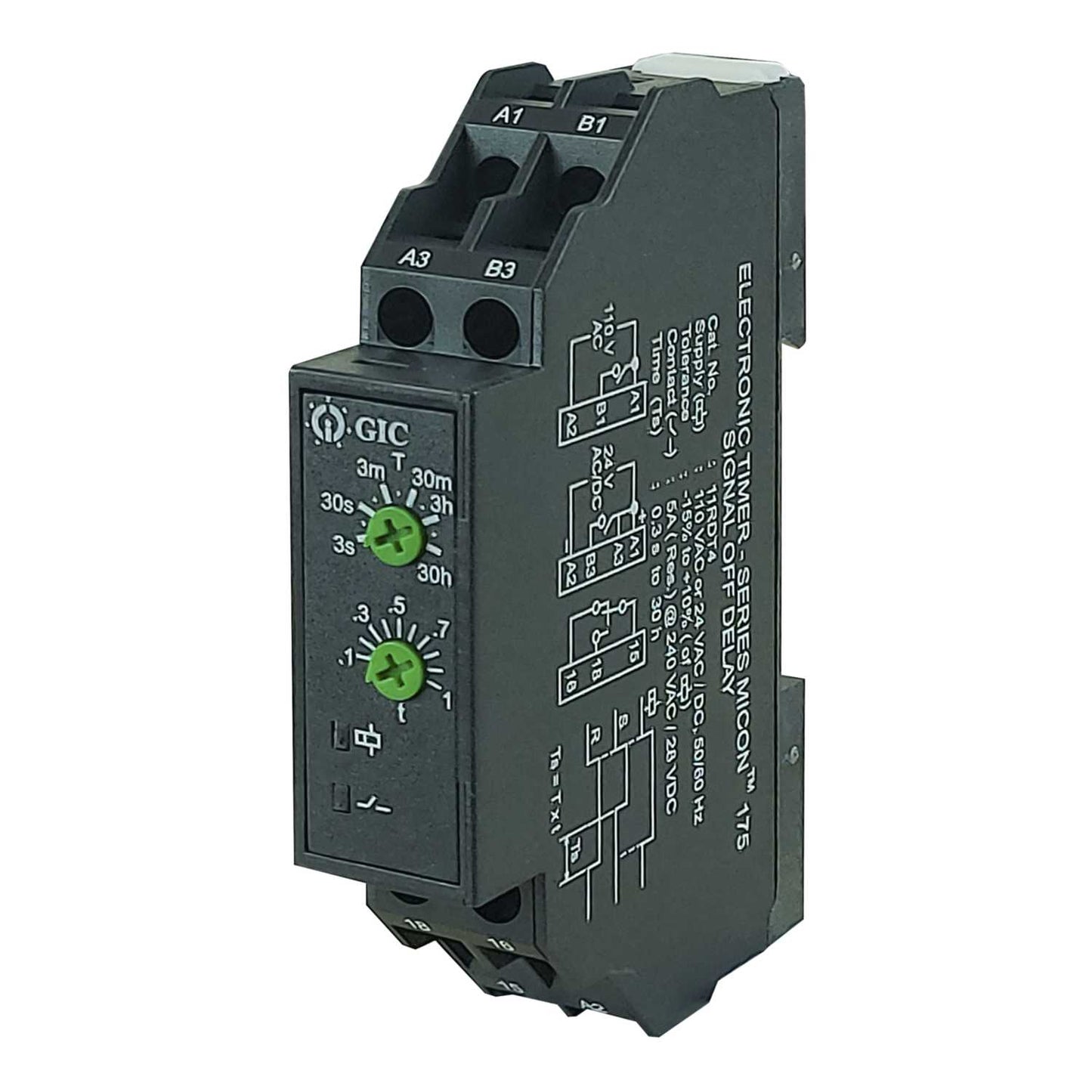 GIC 5A 24V AC/DC / 110V AC DIN Rail Mounted Signal OFF Delay Timer Spco
