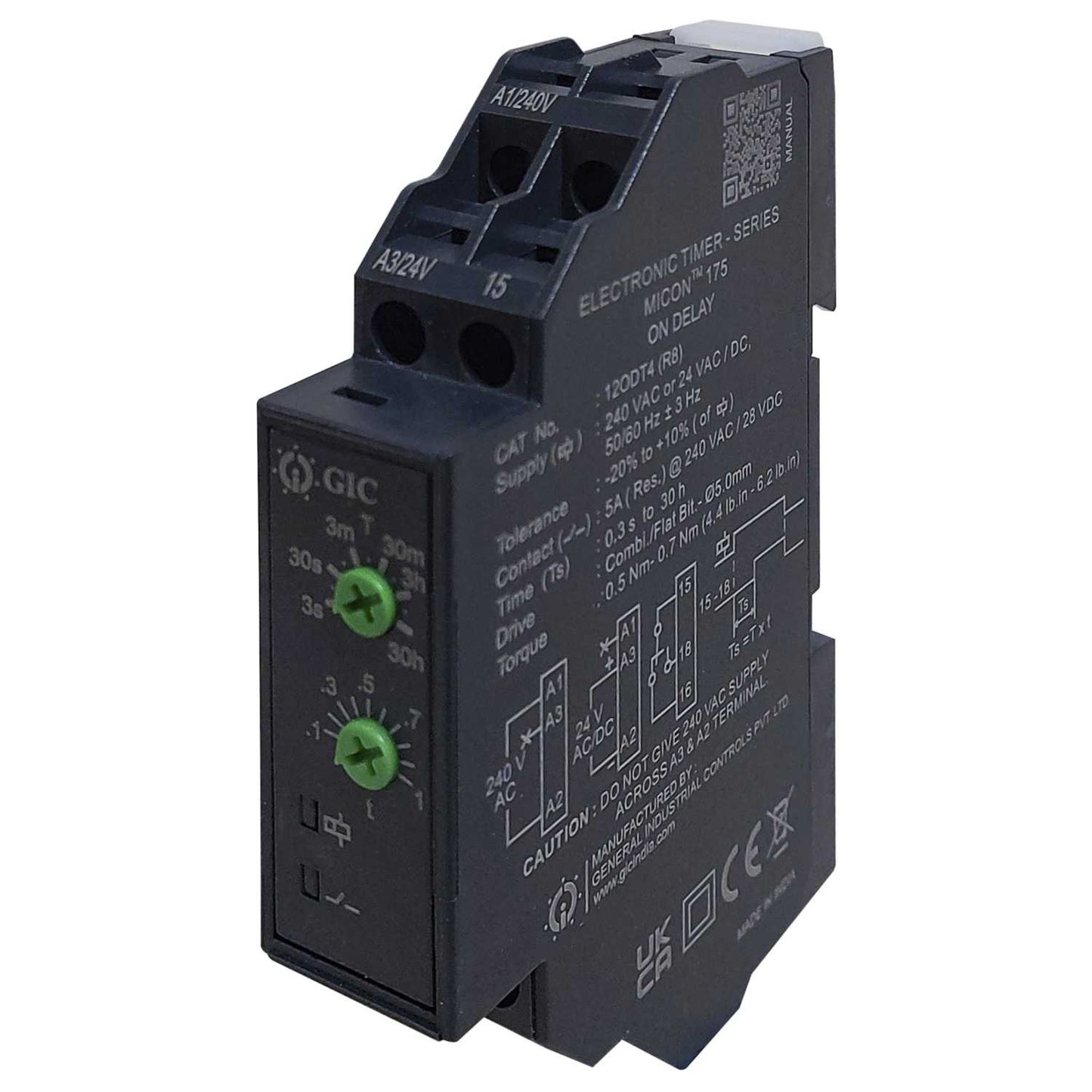 GIC 5A 24V AC/DC / 230V AC DIN Rail Mounted On Delay Timer Spco