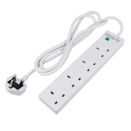 F4P 13A 2m 4 Gang Surge Protected Extension Lead with Neon White