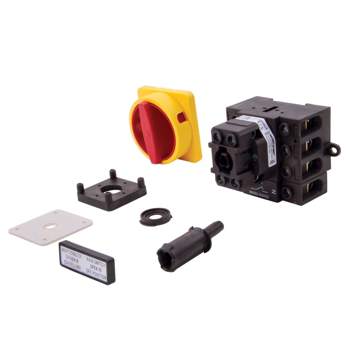 Salzer 63A 4 Pole Rear Mounting Plastic Shaft Door Isolator Switch IP66