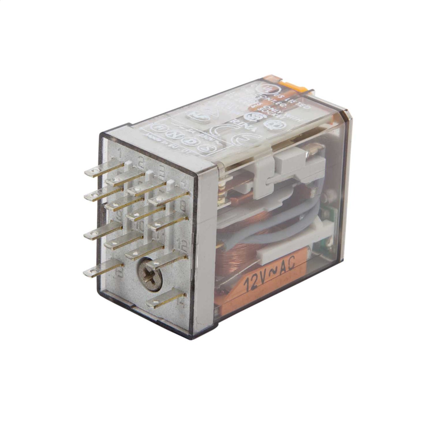 Finder 14 Pin 12V AC 7A 4 Pole Mini Plug In Relay with LED