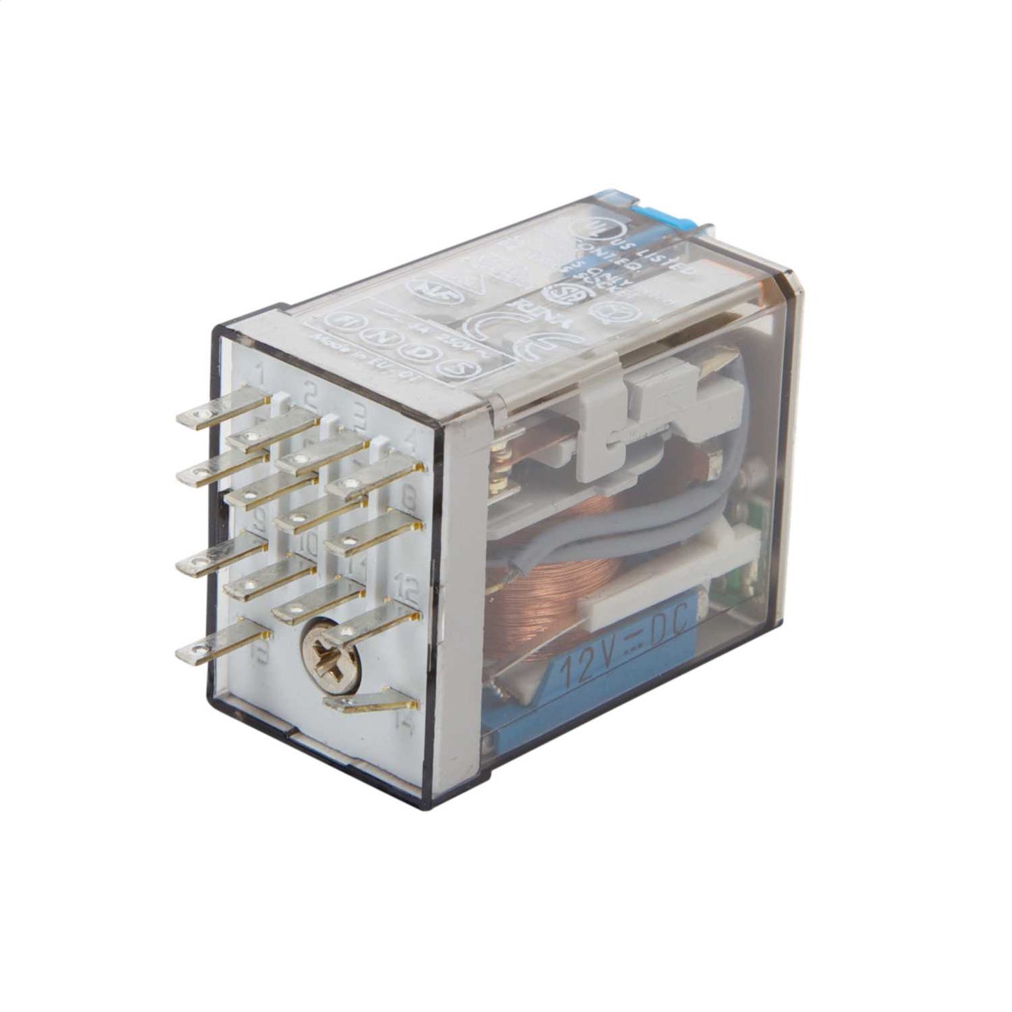 Finder 14 Pin 12V DC 7A 4 Pole Mini Plug In Relay with LED