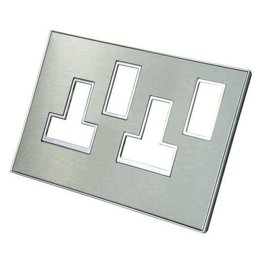 Legrand Arteor 2 Gang Switched Socket Surround Plate Brushed Metal Stainless Steel