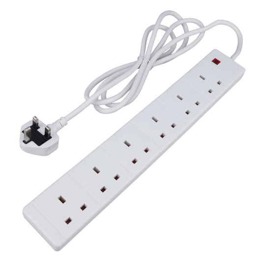 F4P 13A 2m 6 Gang Extension Lead with Neon White