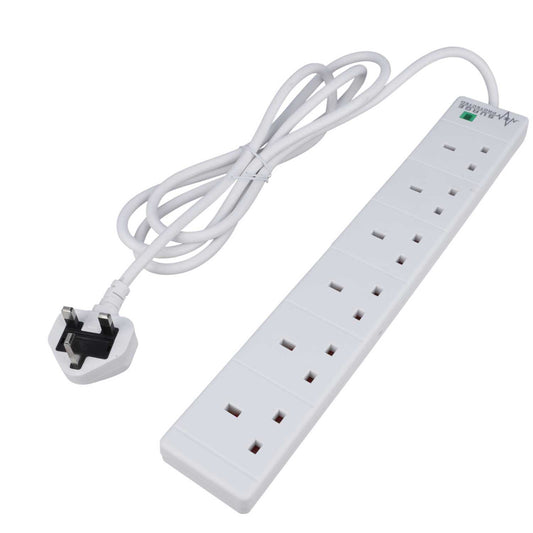 F4P 13A 2m 6 Gang Surge Protected Extension Lead with Neon White
