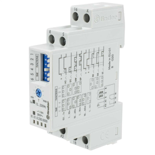 Finder 16A 12V to 230V AC / DC Multi Voltage Multifunction Modular Timer