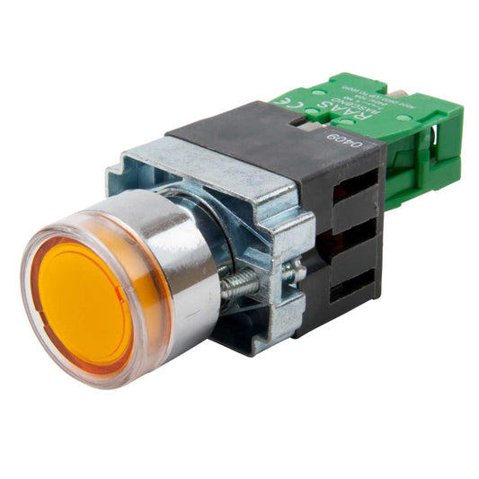 MCG Amber Illuminated Pushbutton 1 NO Contact 230V - 110V Diode Lampholder