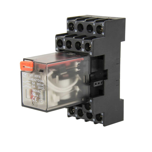 Crompton 14 Pin 240V AC 5A 4 Pole Changeover Miniature Plug In Relay with Base