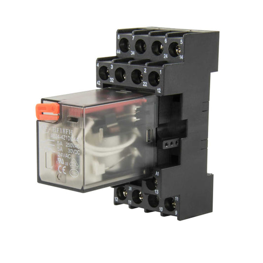 Crompton 14 Pin 24V AC 5A 4 Pole Changeover Miniature Plug In Relay with Base