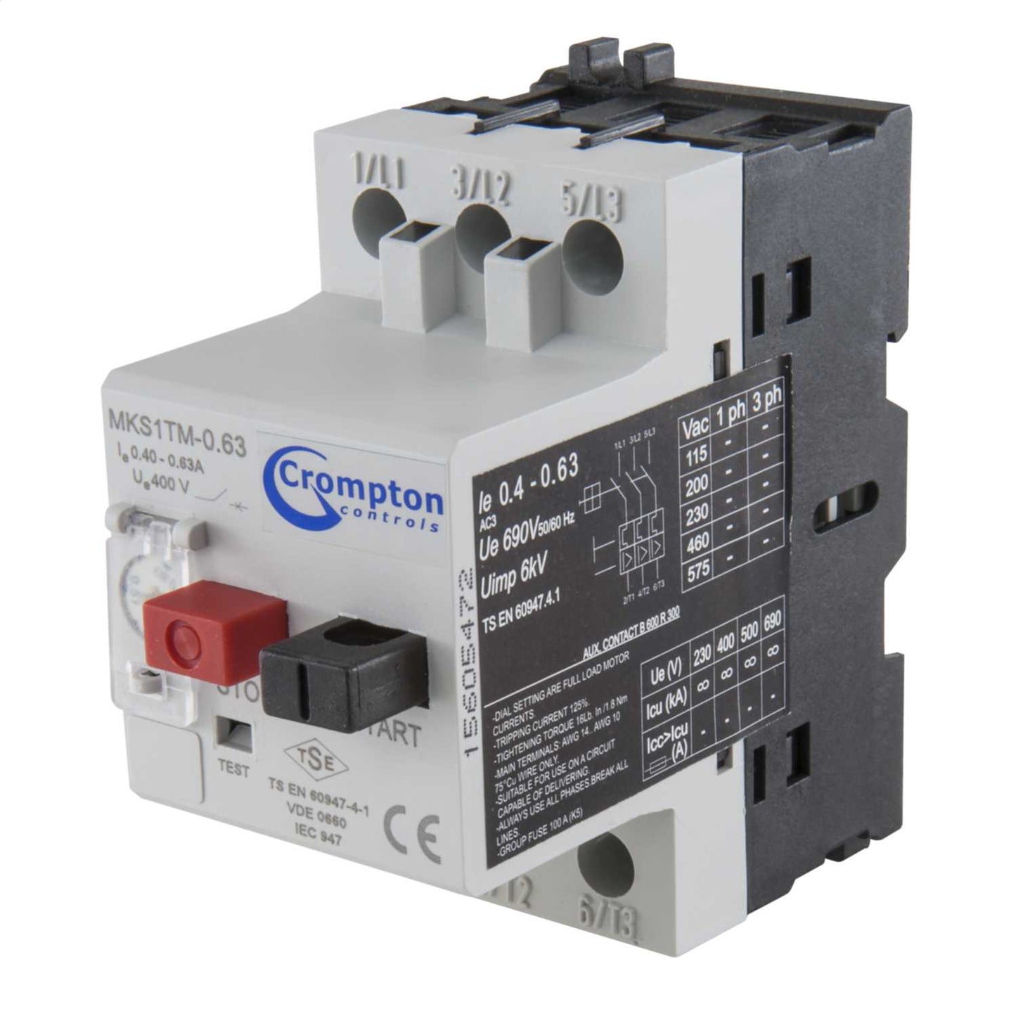Crompton 0.40 - 0.63A Manual Motor Starter