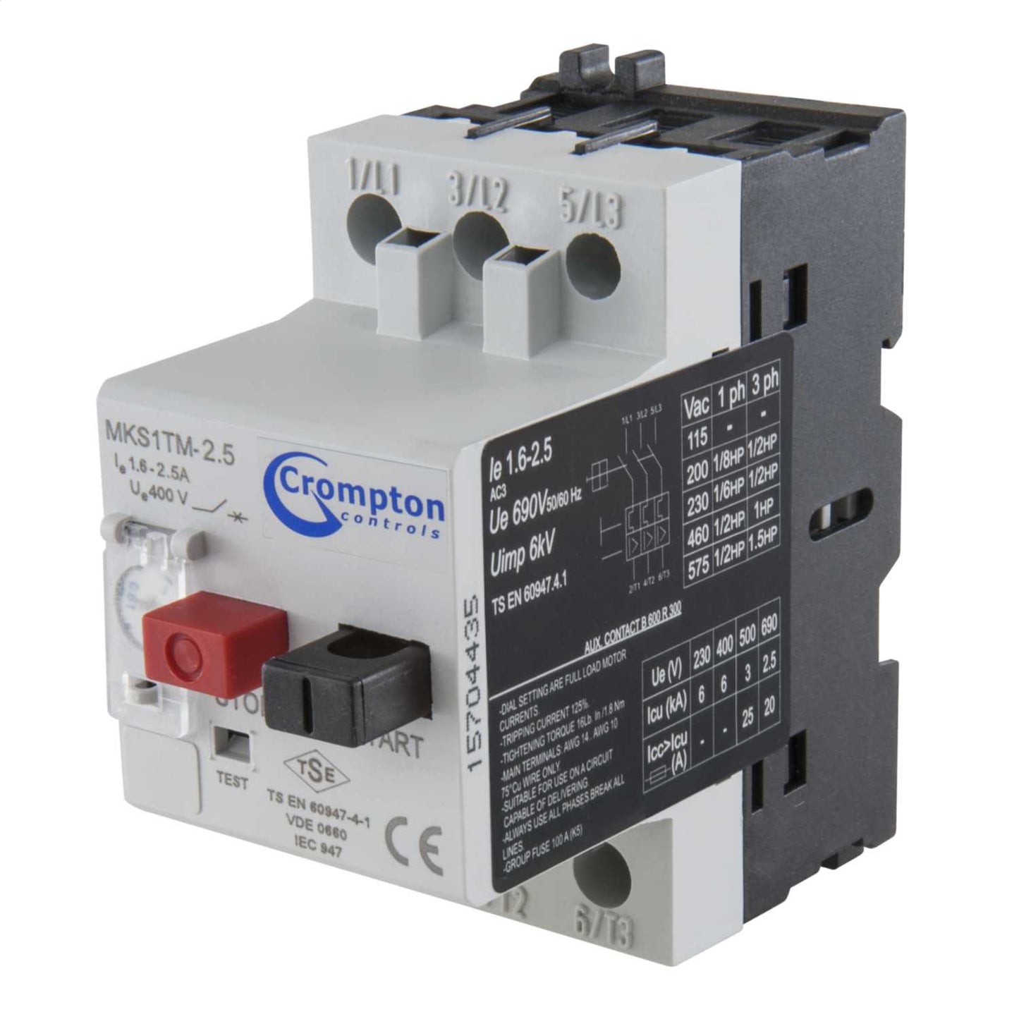 Crompton 1.6 - 2.5A Manual Motor Starter