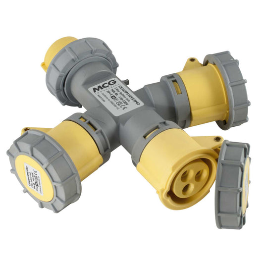 MCG 16A 2 P+E 110V 3 Way Y Splitter IP67