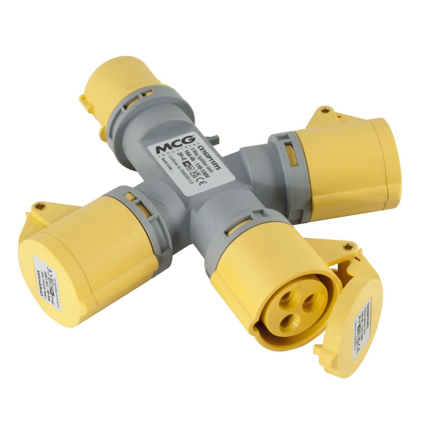 MCG 16A 2 P+E 110V 3 Way Y Splitter IP44