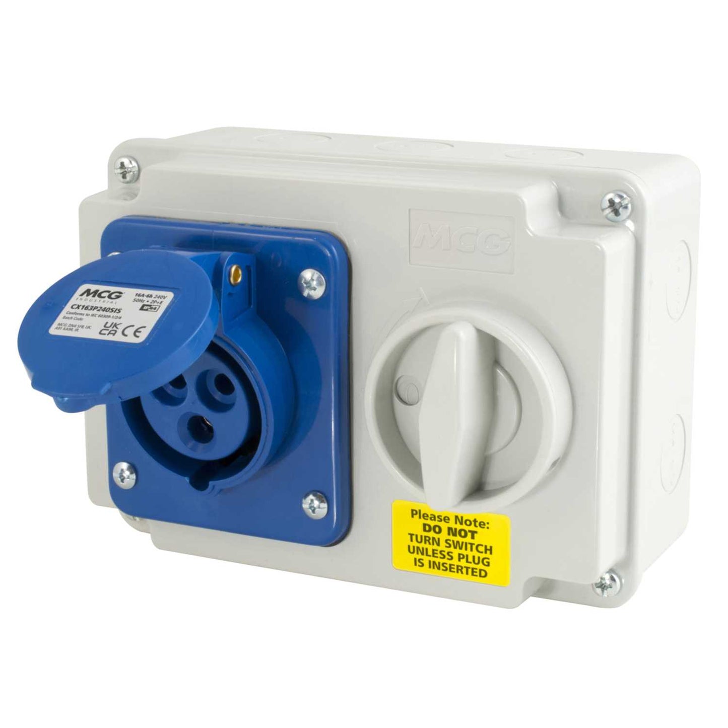 MCG 16A 2P+E 230V Interlocked Switched Socket IP44
