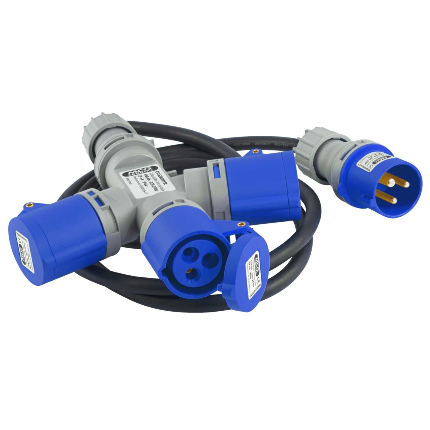 MCG 16A 2 P+E 230V 3 Way Y Splitter c/w Cable and Plug IP44