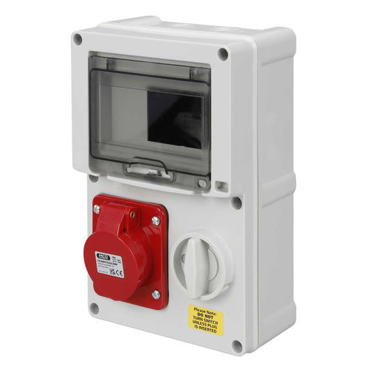 MCG Connexs 16A 3P+E 415V Interlocked Switched Socket with RCD Compartment IP44