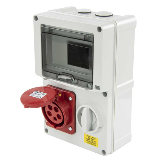 MCG Connexs 16A 3P+N+E 415V Interlocked Switched Socket with RCD Compartment IP44