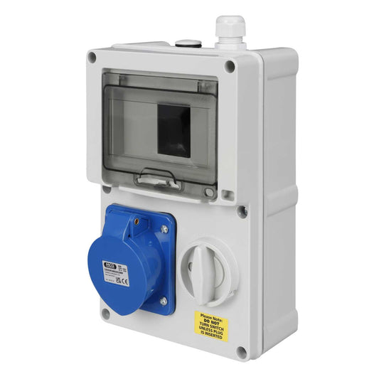 MCG Connexs 32A 2P+E 230V Interlocked Switched Socket with RCD Compartment IP44