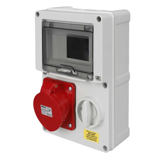 MCG Connexs 32A 3P+N+E 415V Interlocked Switched Socket with RCD Compartment IP44