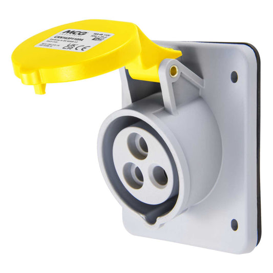 MCG 16A 2P+E 110V Angled Panel Mounted Socket IP44