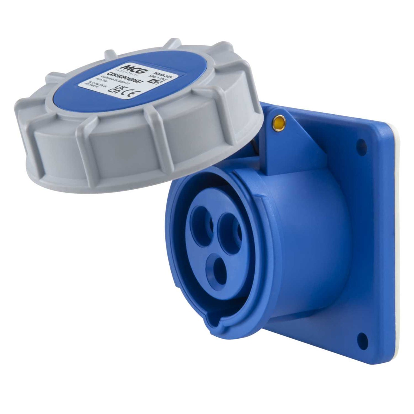 MCG 16A 2P+E 230V Straight Panel Mounted Socket IP67