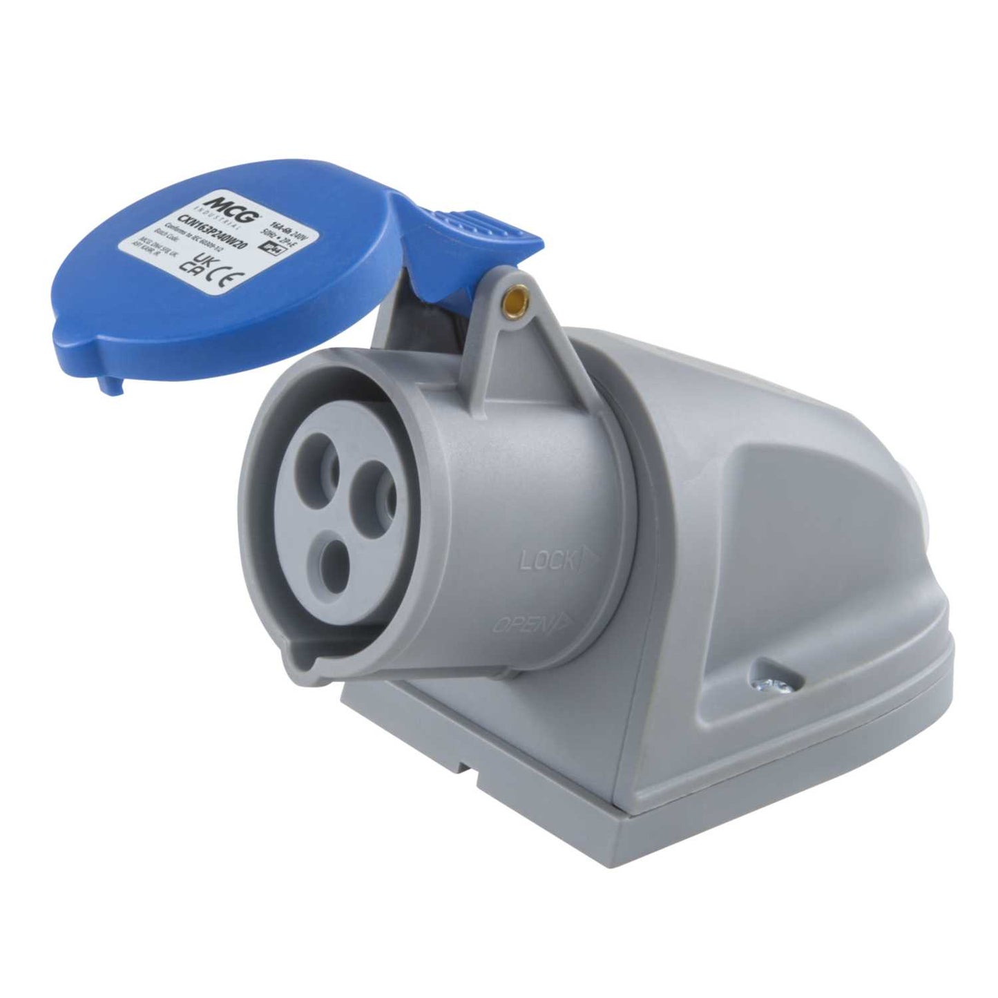 MCG 16A 2P+E 230V Wall Mounted Socket IP44 with 20mm Gland