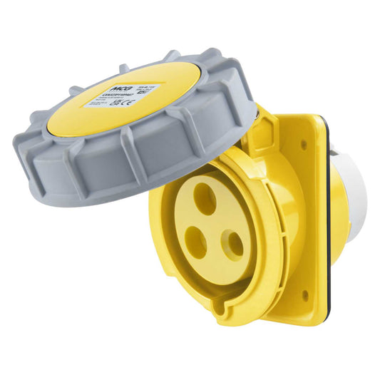 MCG 32A 2P+E 110V Angled Panel Mounted Socket IP67
