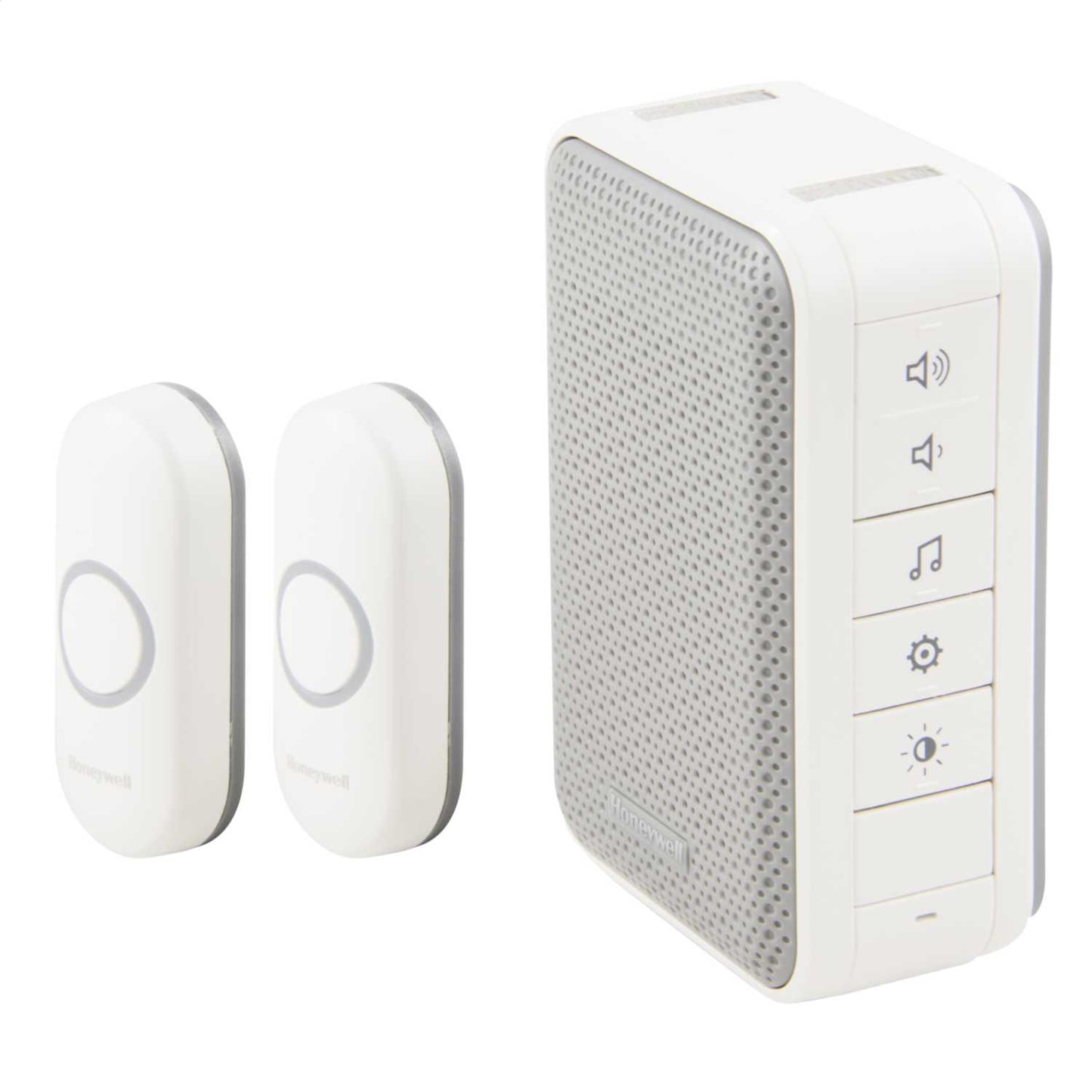 Honeywell Home 150m Wireless Portable Door Chime Kit with 2 Pushes 6 Tunes LED White