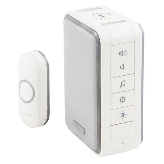 Honeywell Home 150m Wireless Portable Door Chime Kit 6 Tunes Halo LED White