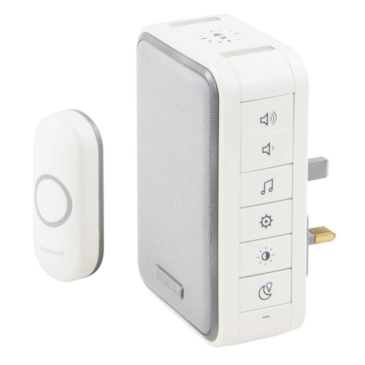 Honeywell Home 150m Wireless Plug In Door Chime Kit 6 Tunes Halo LED White