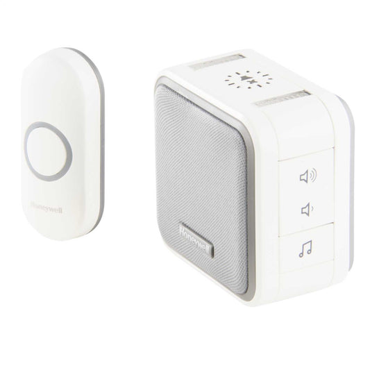 Honeywell Home 150m Wireless Portable Micro Door Chime Kit 6 Tunes Halo LED White