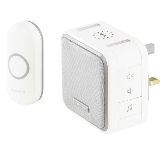 Honeywell Home 150m Wireless Plug In Micro Door Chime Kit 6 Tunes Halo LED White
