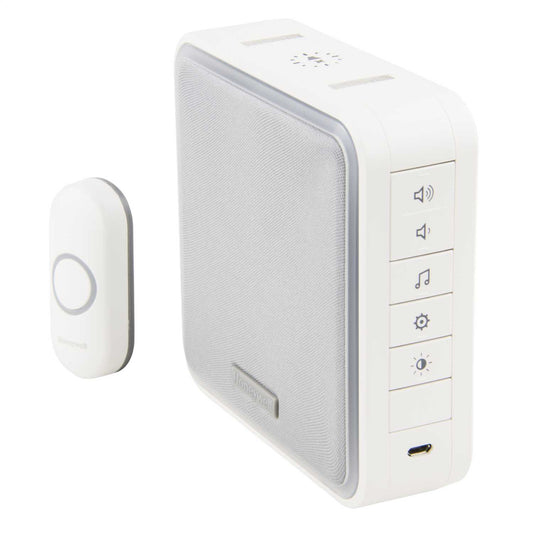 Honeywell Home 200m Wireless Portable Door Chime Kit 8 Tunes Halo LED White