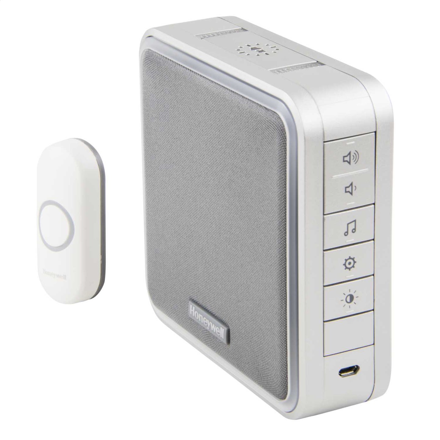 Honeywell Home 200m Wireless Portable Door Chime Kit 8 Tunes Halo LED Silver Grey