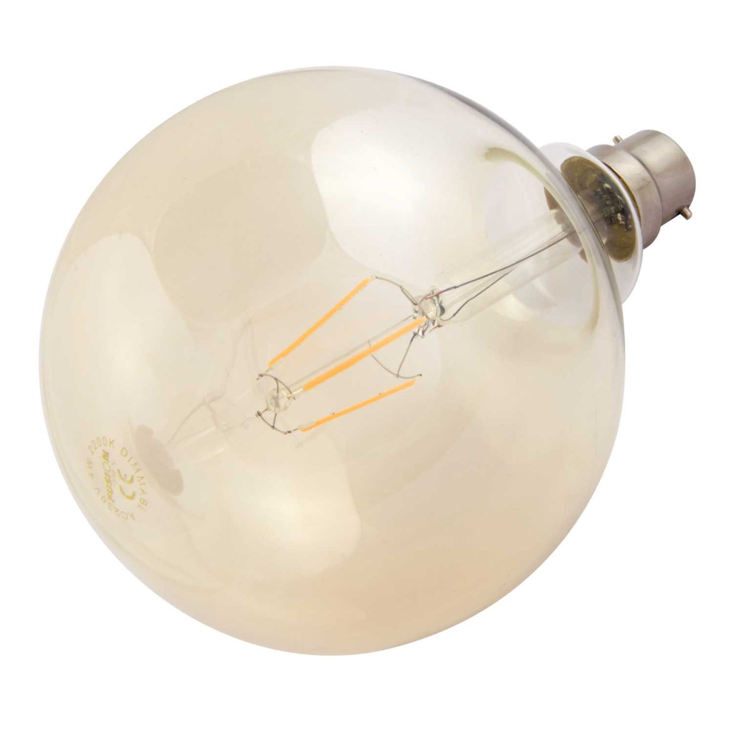 Fusion 4W BC LED Dimmable Filament Vintage 125mm Globe Lamp Amber 2200K