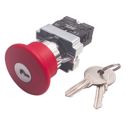 MCG Emergency Stop Mushroom Head Key Release 1 NC Pushbutton Red